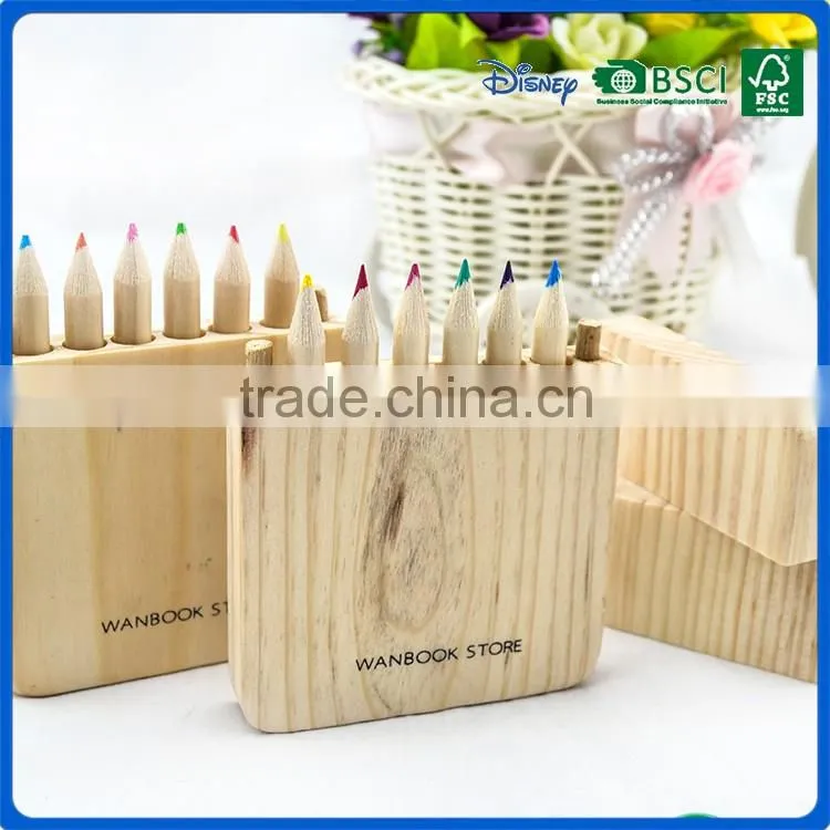 Customize eco friendly wooden kids colored pencil set for disply gifts