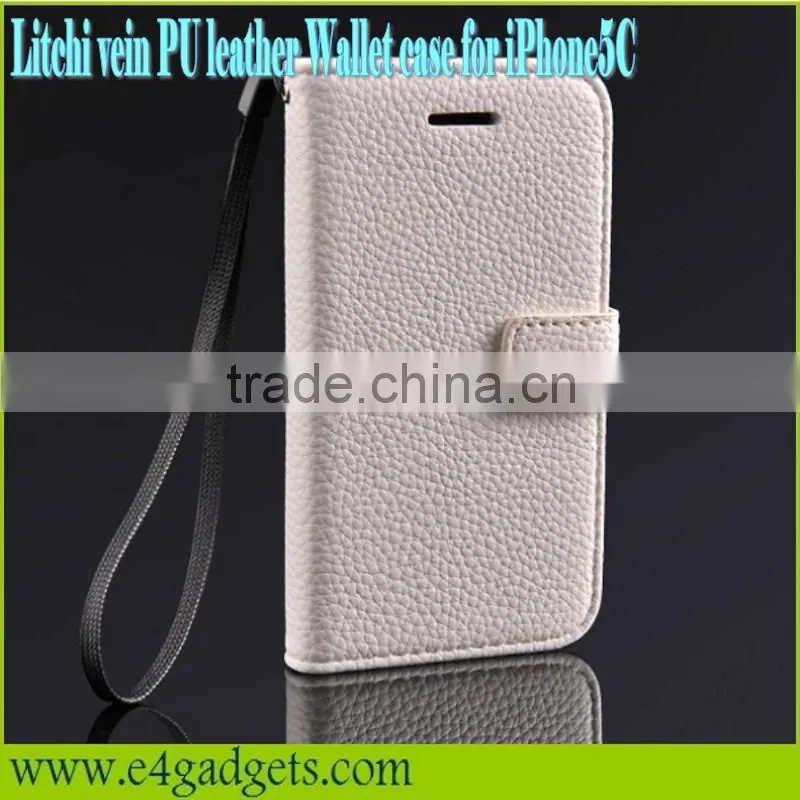 High quality Litchi Vein PU leather case for iphone5c,for iphone5c leather case