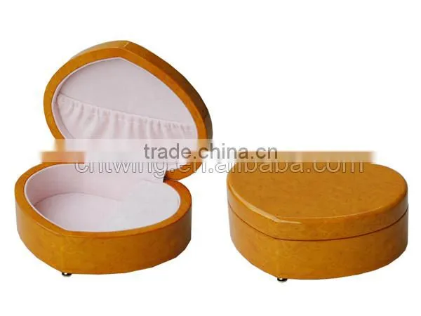 Heart-shape wooden empty dancing ballerina musical jewelry gift box MB-10