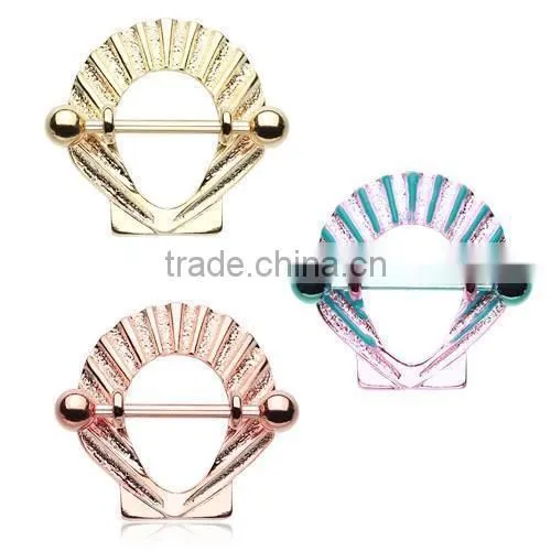 Rose Gold Ariel Seashell Nipple Shield Ring