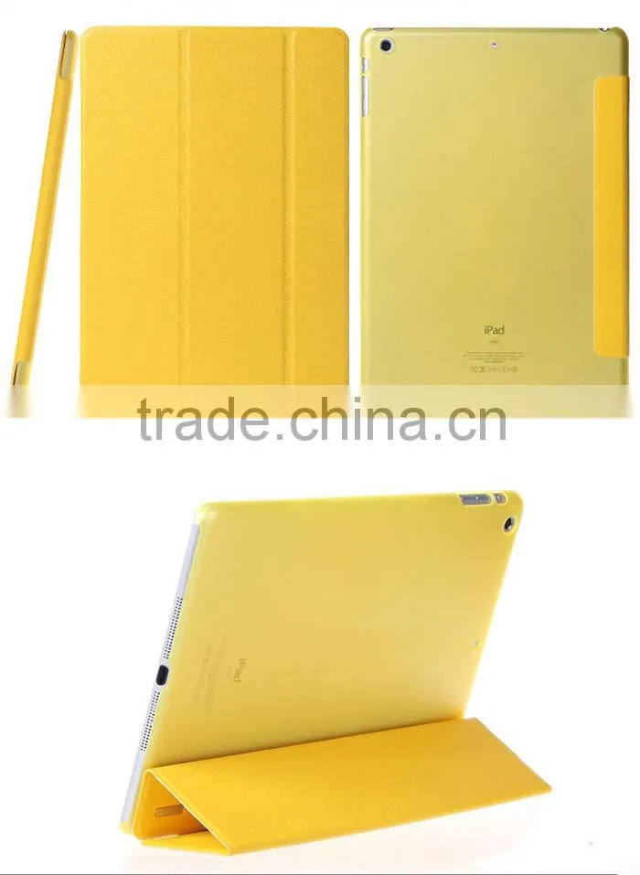 Three folder pu leather smart case coer for IPad air 2,smart case cover for ipad mini 2