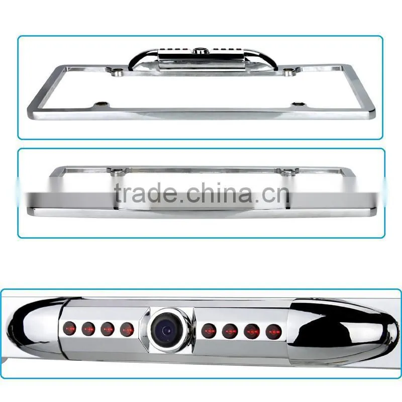170 degree Viewing Angle Universal 8 IR LED Car License Plate Frame Mount Rear View Camera (Black or Silver )