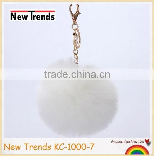 Solid colors 12 cm rabbit fur ball key chain