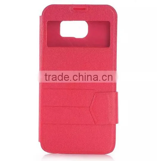 Factory Wholesale Flip Stand Window PU Leather Case For Samsung Galaxy S6