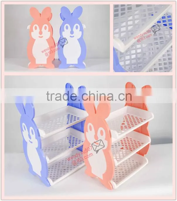 3-layers plastic large storage rack/3-layers detachable shelf/three layers combined shelf/Cartoon shelves/Rabbit shaped shelves