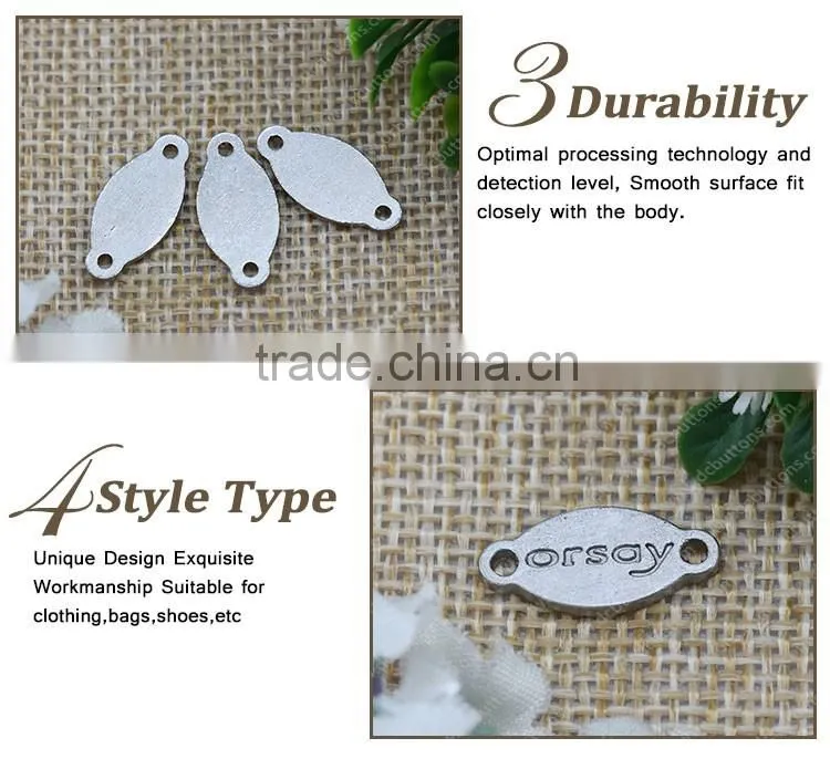 Factory direct sale custom engraved logo metal plate for jean bags and garment