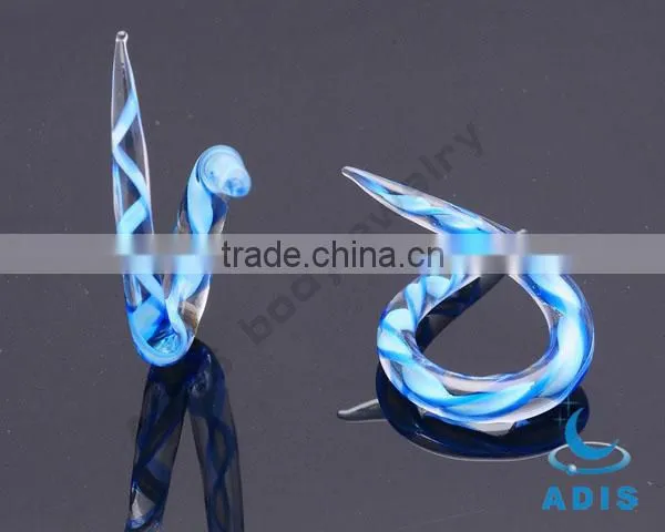 Transparent spiral pyrex glass body piercing ear plug glass earring stretcher