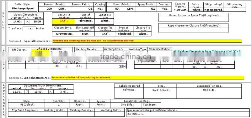 food grade bulk bag, jumbo bag, fibc bag