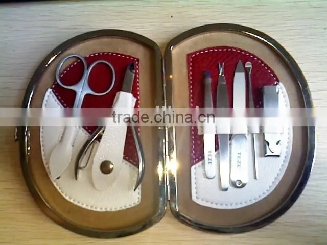 MRT-078 Pretty PU bag stainless steel 7pcs manicure set