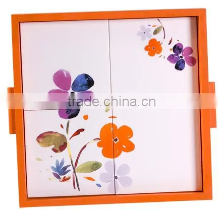Factory Direct Ceramic Severing Tray with Pink Wooden Frame