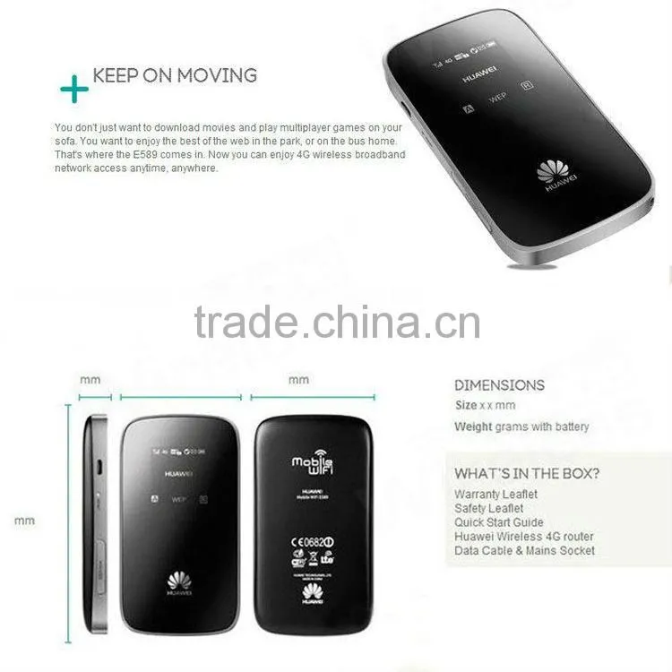 Wholesale Original Unlock LTE FDD 100Mbps huawei Wireless 4G LTE router E589 Pocket WiFi Hotspot on 2015