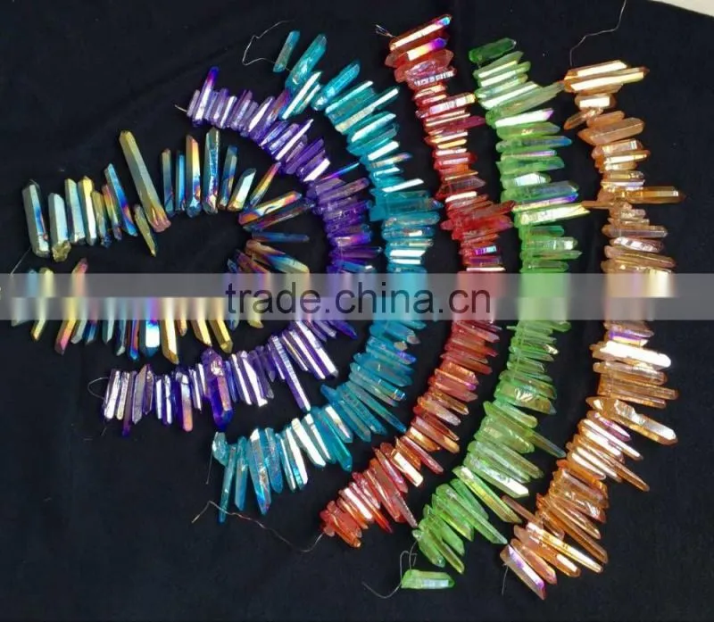 Newest handmade colourful aura quartz crystal necklace for healing