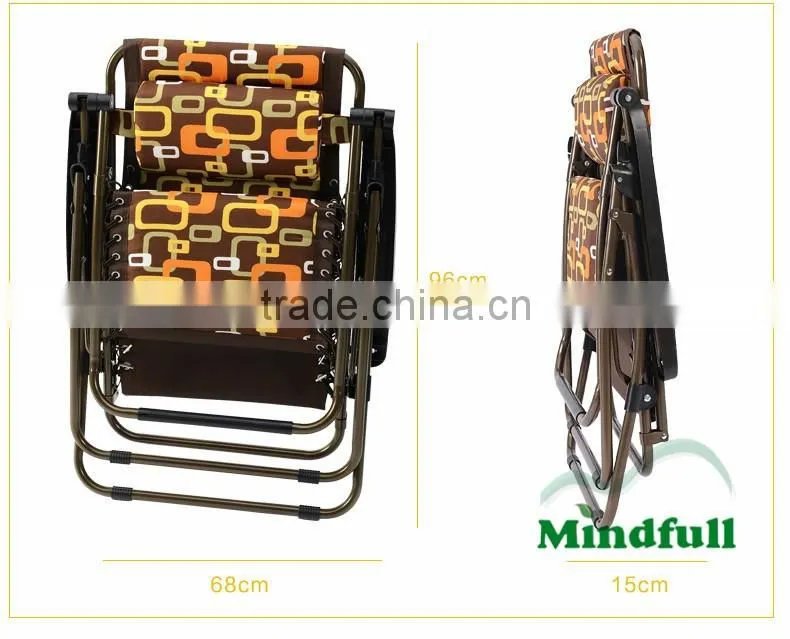 22mm*1mm Steel High Back Folding Chair Zero Gravity Garden Recliner Chair