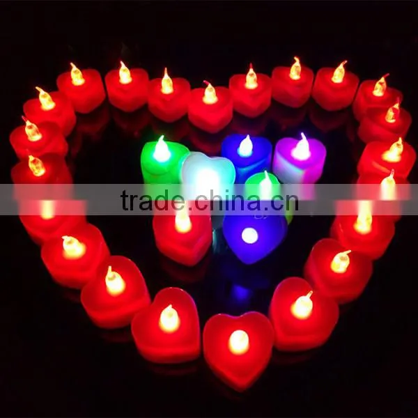 24Pcs / Box 7 Color rechargeable Heart Shaped Tea Light Candle