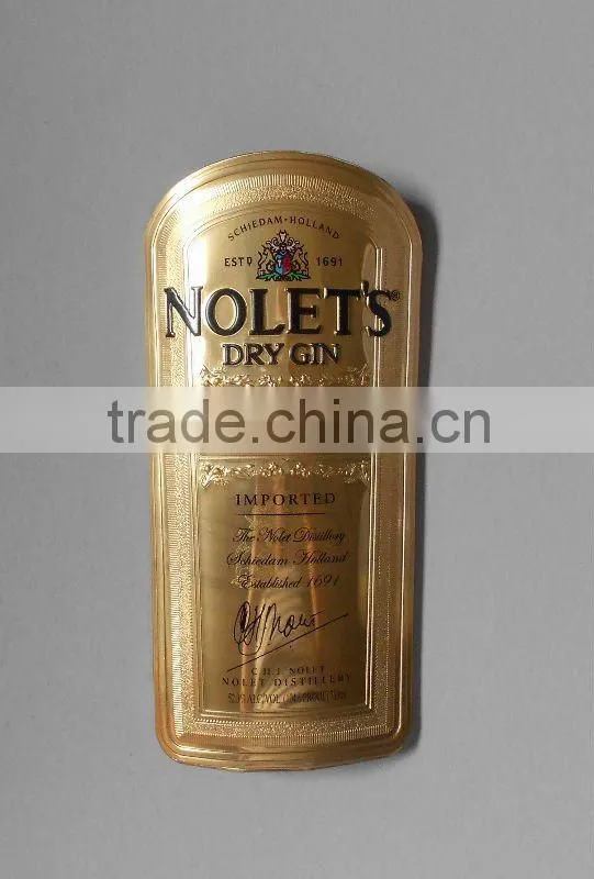 soft metal bottle sticker, Vodka label,embossed metal label, Adhesive wine label,Whiskey label, bottle badge