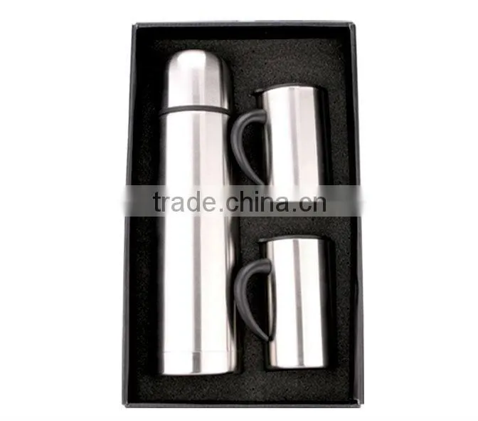 500ml stainles steel vacuum flask gift sets and 2 coffee mug
