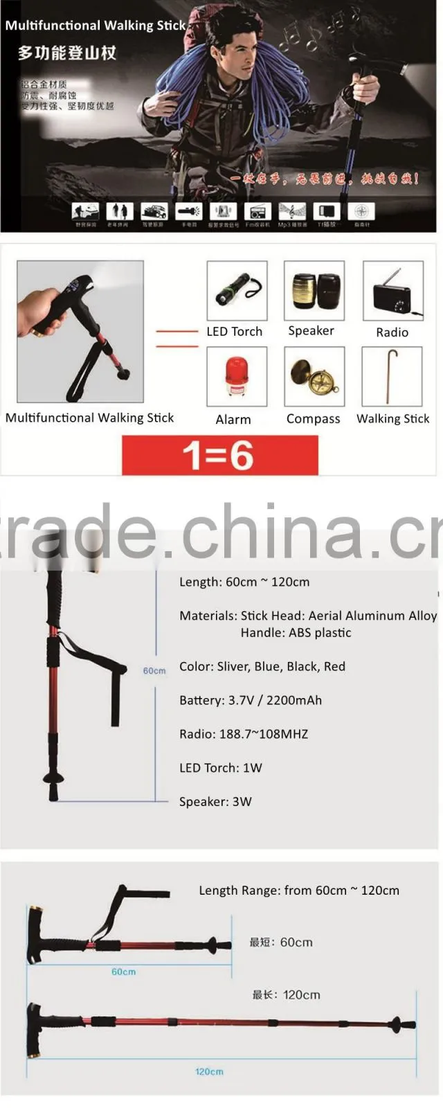 Adjustable Smart Walking Stick Walking Stick Parts