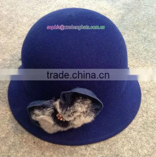 2014 Fashion Ladies Wool Felt Bucket Hat/ Wedding and Church hats