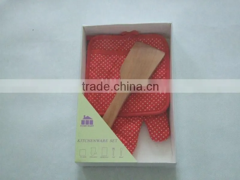 oven mitten and pot holder gift packing style for kitchen set gift boxes with home textile for promotion
