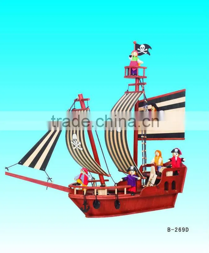 Mediterranean set sail wooden toy boat