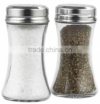 SINOGLASS 2pcs Glass Salt Pepper Set with Rack