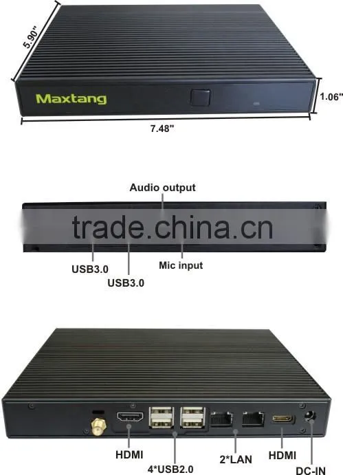 Dual lan fanless Embedded mini pc with 5th generation processors