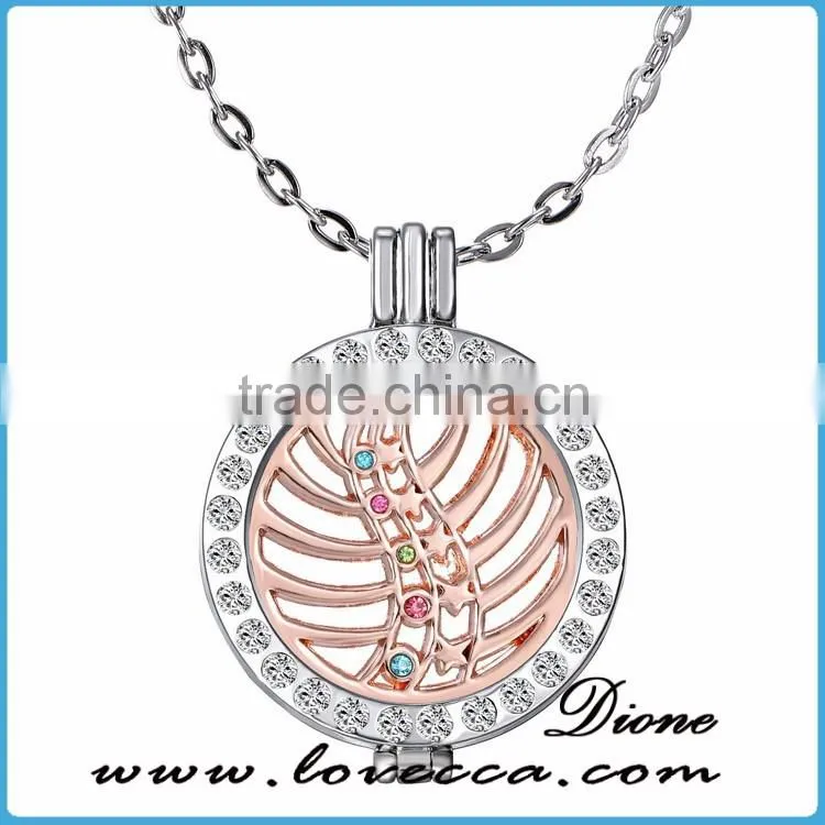 Cheap Wholesale Full Crystal Round Pendant Coin Necklace For Women