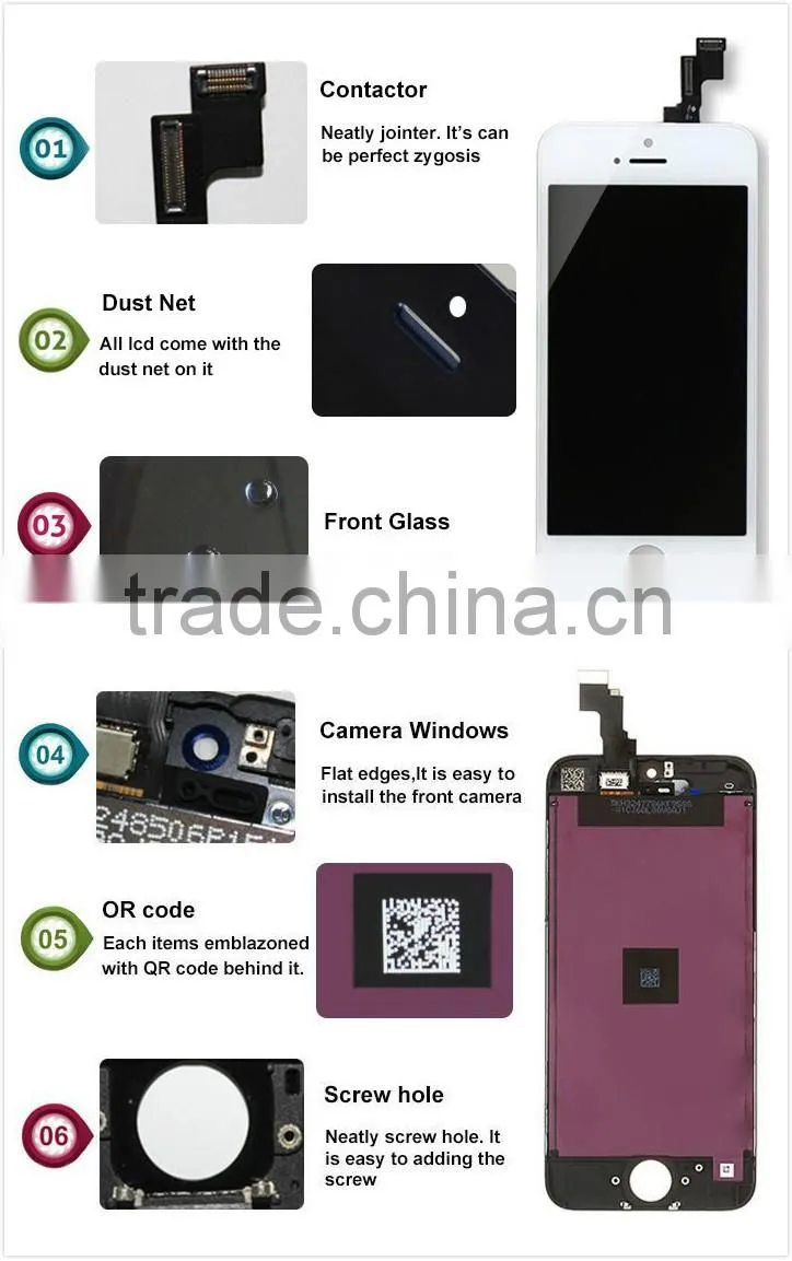 4.0 inche China supplier best price waterproof shockproof mobile phone lcd touch screen for apple iphone 5c clone