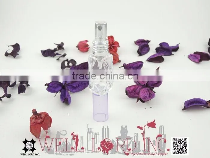 7ml unique shape transparent glass bottle with pump sprayer