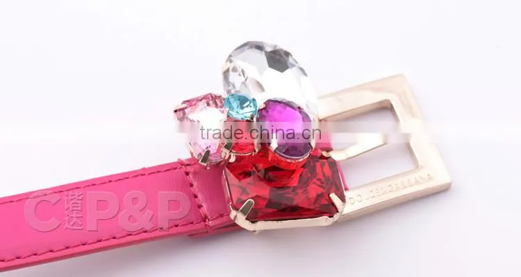 Adjustable with crystal buckle bodybuilding fancy fashion belt for girl