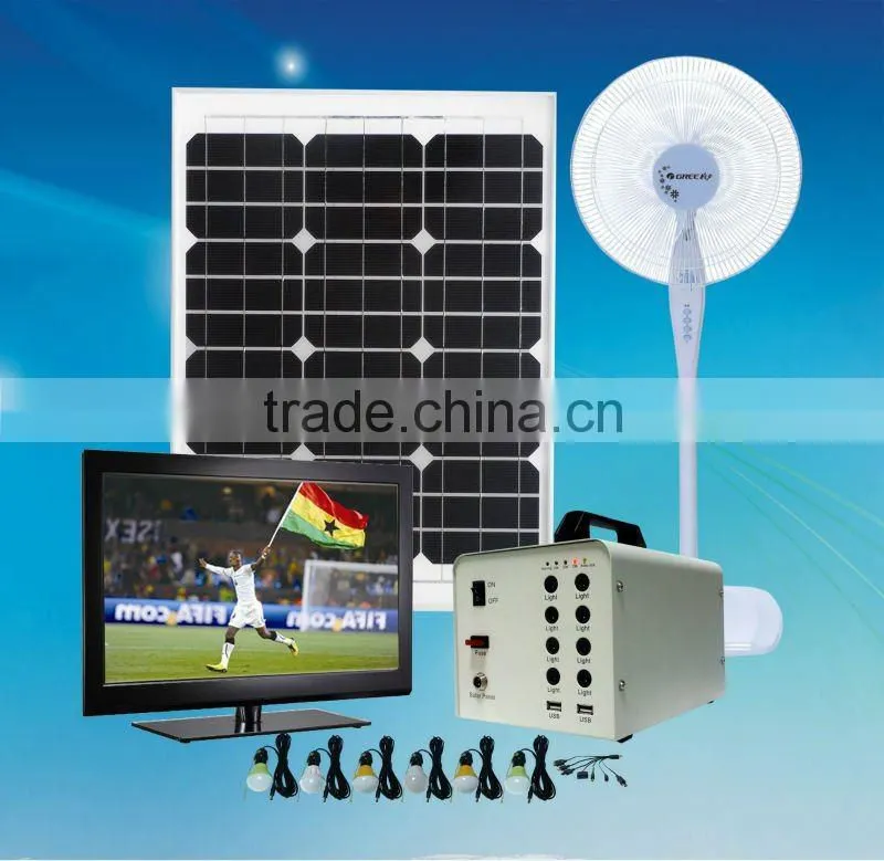 high efficient solar powered system load DC fan and TV