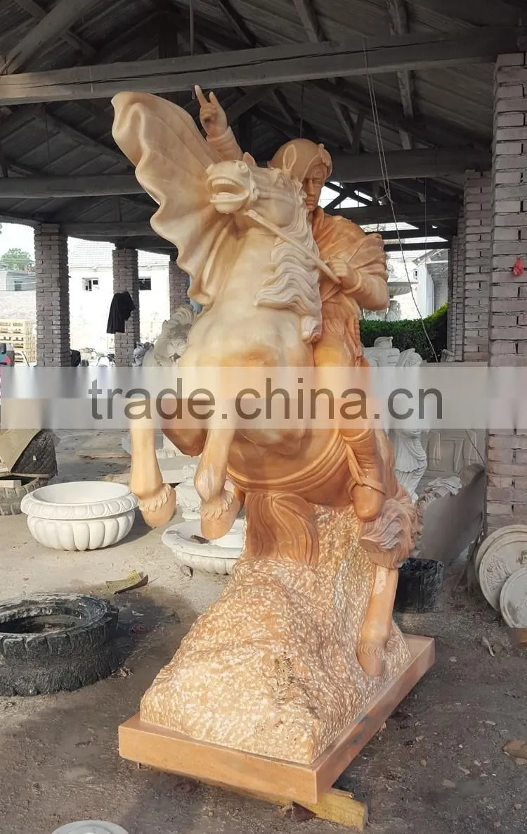 Western Style Man With Horse Marble Figure Statue