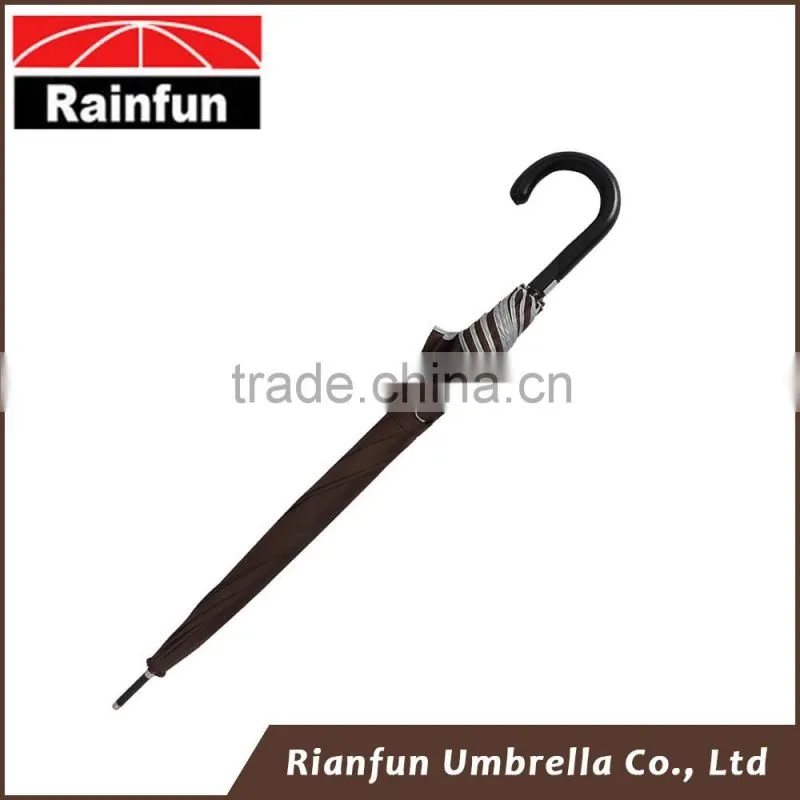 Long 190t pongee leather coated handle umbrella