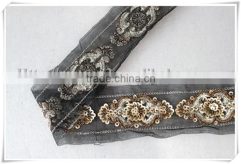 High quality embroidery gold thread Garments accessories decorative Beaded trim