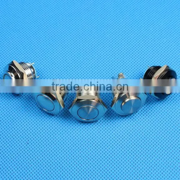 16mm high round metal push button switches
