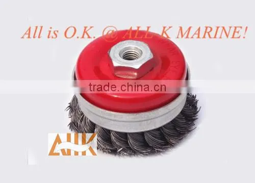 Knotted wire cup brush