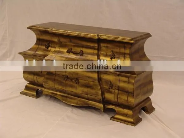 Antique Hand Carved Bedroom furniture, Luxury Gold Painted Wooden Armoire, Classical Drawing Art Wardrobe