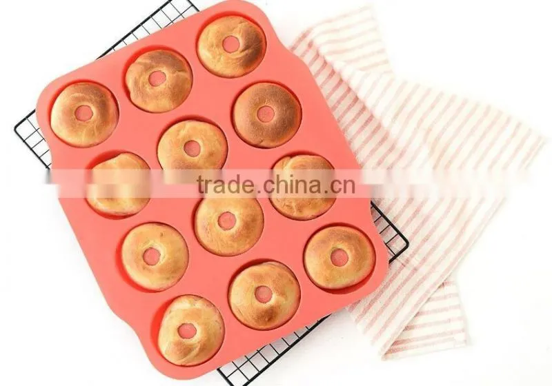12 Cavity Silicone Donut Mold, Silicone Donut Pan