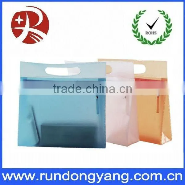 Blue plastic high quality PVC zipper bags with bottom gusset