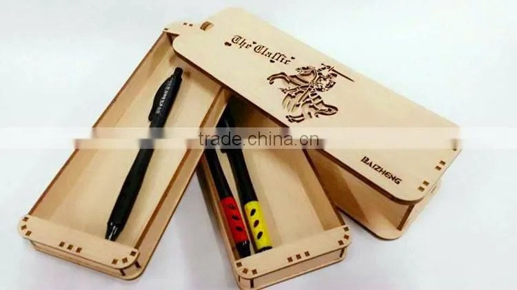 hot selling large capacity cheap custom pattern student wooden pencil case