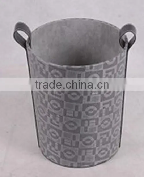 Household Waste Bin Faux Leather Trash Can With Twin Handles