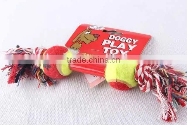 Multicolor Cotton Rope Toy With Two Tennis /PET TOY