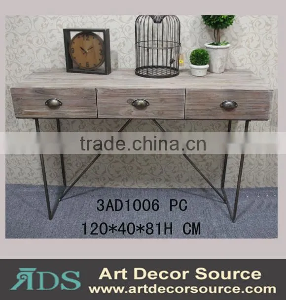 Antique wood floating wall shelf with drawers&hooks