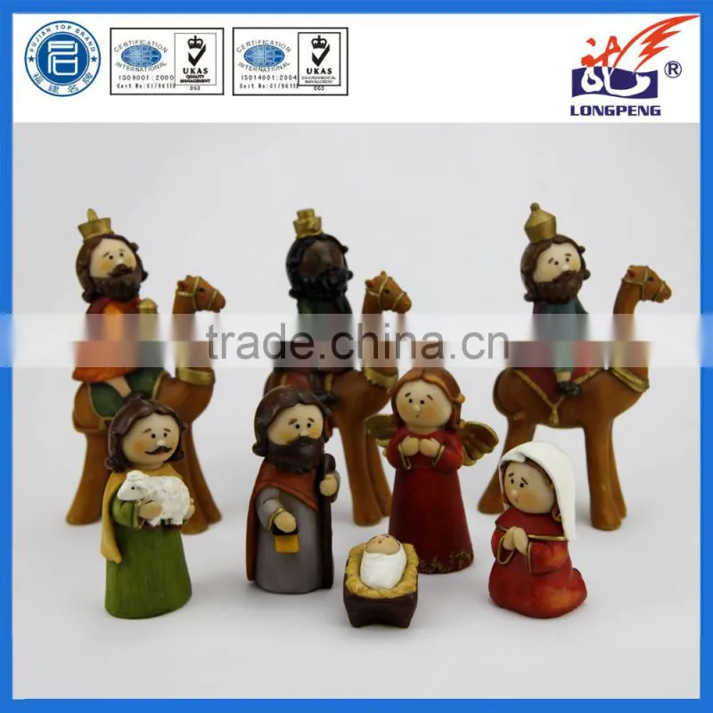 Polyresin Religious Cartoon style Nativity Set For Decoration S/8