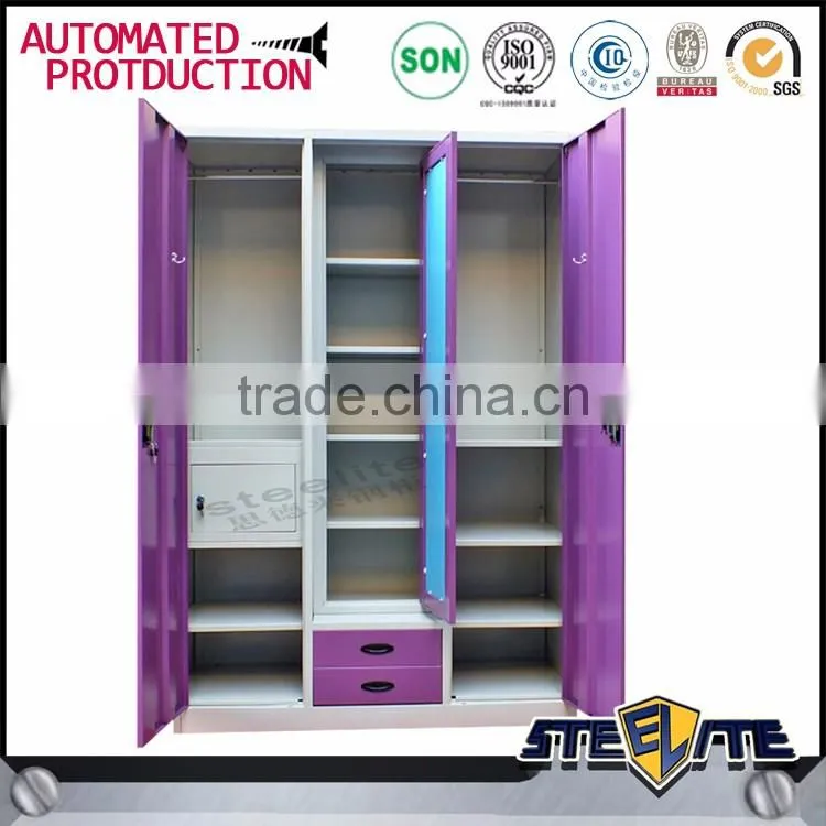Metal locker wardrobe two doors steel locker with mirror