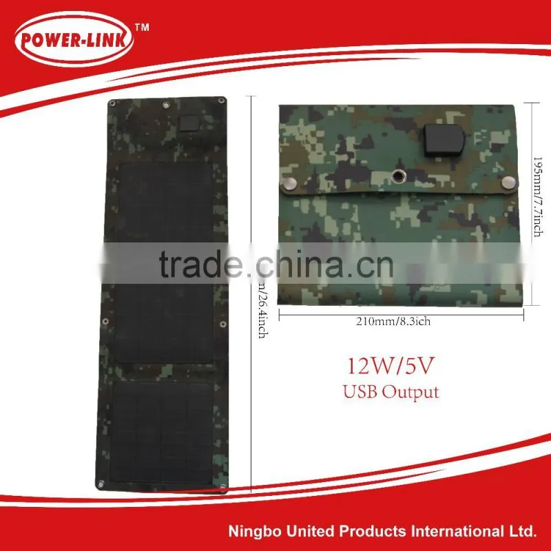 12W 5V UBS output foldable mono silicon solar panel mobile solar portable Type phone charging