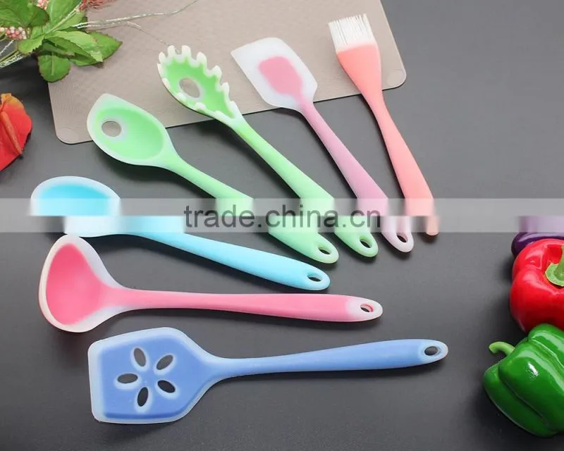 CK-3124 High quality non-stick 6pcs gadget silicone kitchen cooking tools set nylon kitchen utensil set with PP handle