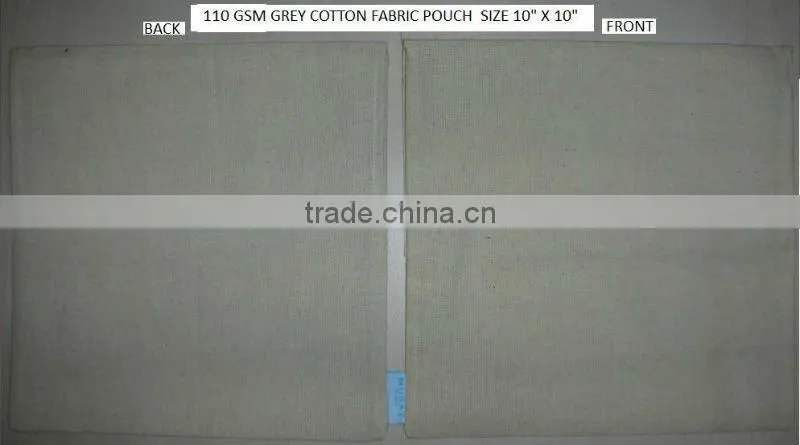 110 Gsm grey natural cotton fabric flap pouch