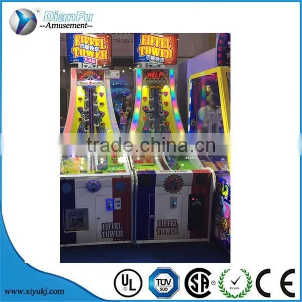 Coin operated kids arcade ticket finger Eiffeled Tower amusement machine ticket lottery game machine