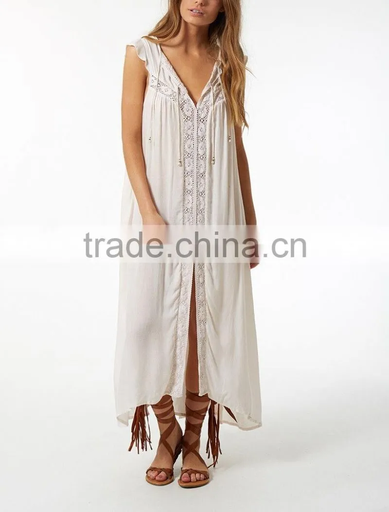 Summer Luxe Lace Boho Cover Up Peasant Women Dresses Western Dresses Names HSd5173